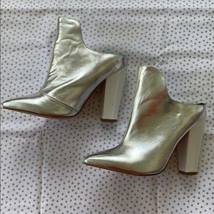 TBA To Be Announced Wagner Silver Mule Bootie